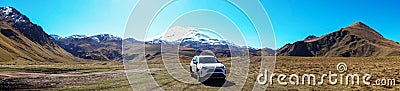 Russia, Elbrus - October , 2020. Toyota RAV4 four wheel drive SUV being used on Elbrus unpaved roads and terrain Editorial Stock Photo