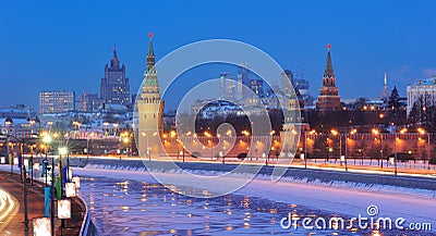 Russia. Ensemble of Moscow Kremlin at night Stock Photo