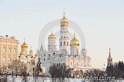 Russia. Ensemble of Moscow Kremlin in a winter Stock Photo