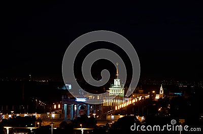 Russia. Exhibition of Economic Achievements in Moscow at night. Stock Photo