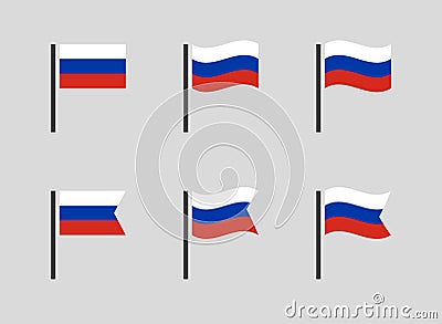 Russia federation flag symbols set, Russian national flag icons Vector Illustration