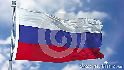 Russia Flag in a Blue Sky Stock Photo