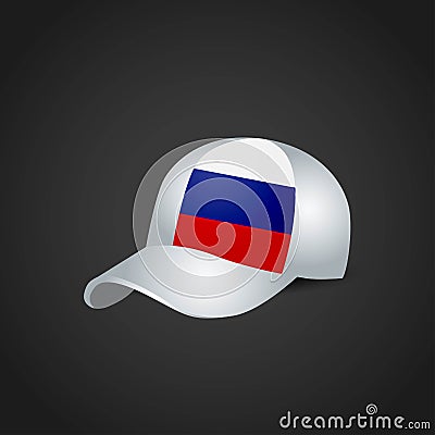Russia Flag on Cap Vector Illustration