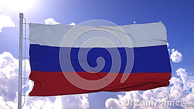 Russia flag on a flagpole waving in the wind. 3d illustration Cartoon Illustration