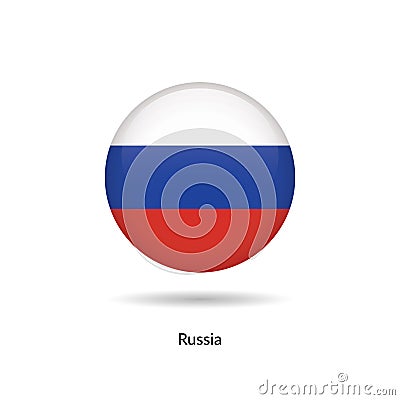 Russia flag - round glossy Vector Illustration