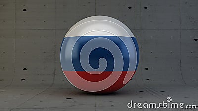 Russia flag sphere icon in concrete room Stock Photo