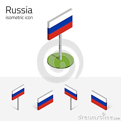 Russia flag, vector set of 3D isometric icons Vector Illustration