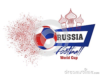 Russia Football World Cup poster or banner design with doodle il Cartoon Illustration