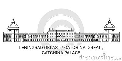Russia, Gatchina, Great , Gatchina Palace travel landmark vector illustration Vector Illustration