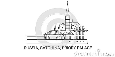 Russia, Gatchina, Priory Palace, travel landmark vector illustration Vector Illustration