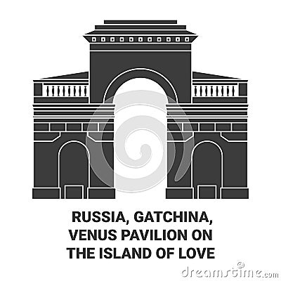 Russia, Gatchina, Venus Pavilion On The Island Of Love travel landmark vector illustration Vector Illustration