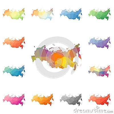 Russia geometric polygonal, mosaic style maps. Vector Illustration