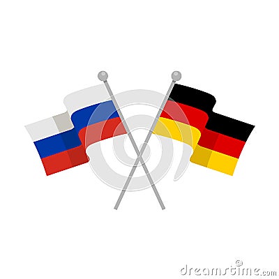 Russia and Germany crossed flags isolated on white background. Vector Illustration