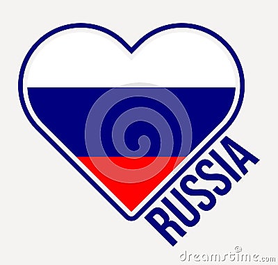 Russia heart flag badge. Vector Illustration