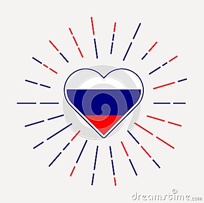 Russia heart with flag of the country. Vector Illustration