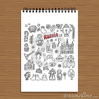 Russia, icons collection. Sketch for your design Vector Illustration