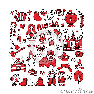 Russia, icons collection. Sketch for your design Vector Illustration