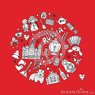 Russia, icons collection. Sketch for your design Vector Illustration