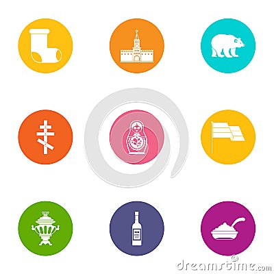 Russia icons set, flat style Vector Illustration