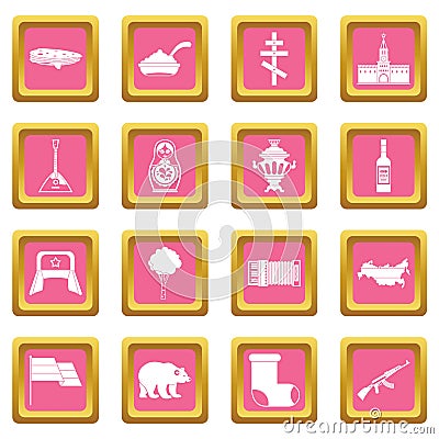 Russia icons pink Vector Illustration