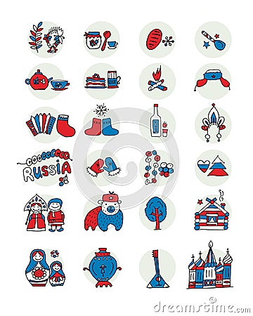 Russia, icons set. Sketch for your design Vector Illustration