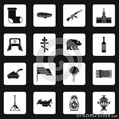 Russia icons set squares vector Vector Illustration
