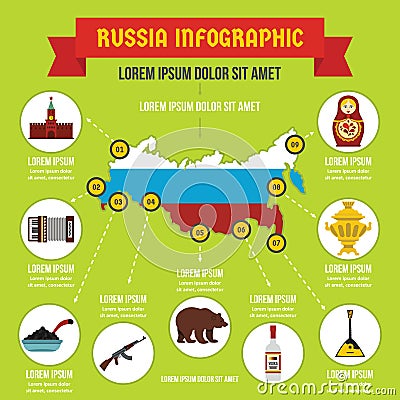 Russia infographic concept, flat style Vector Illustration