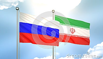 Russia and Iran Flag Together A Concept of Realations Stock Photo