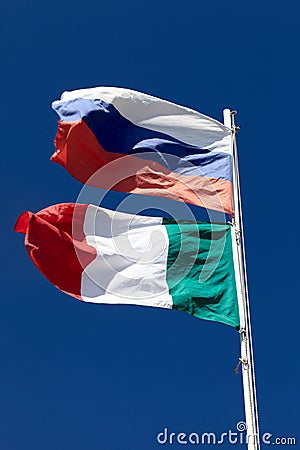 Russia and Italy national flags Stock Photo