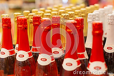 Russia, Ivanovo, November 29, 2020, editorial, sparkling champagne, wine, drinks Editorial Stock Photo