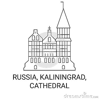 Russia, Kaliningrad, Cathedral travel landmark vector illustration Vector Illustration