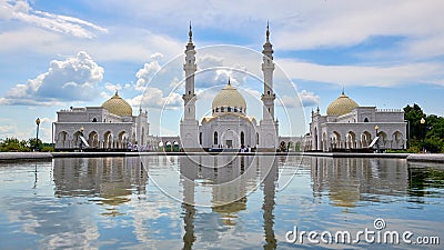 Russia, Kazan June 2019. Beautiful white mosque in Bulgars. Republic of Tatarstan, Russia. Islam, religion and architecture Editorial Stock Photo