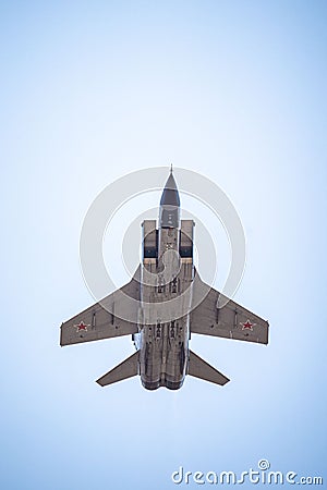 Russia, Khabarovsk - May 9, 2020: MiG-31BM upgraded all-weather fighter Editorial Stock Photo