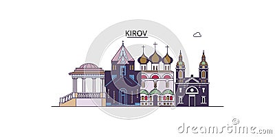 Russia, Kirov tourism landmarks, vector city travel illustration Vector Illustration