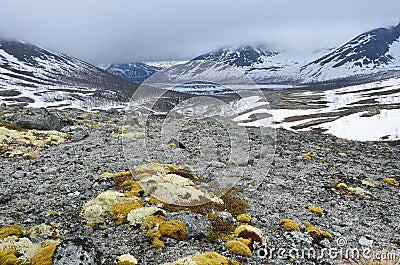 Russia, Kola Peninsula, Khibiny mountains in cloudy day in summer Stock Photo