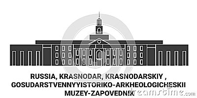 Russia, Krasnodar, Krasnodarskiy , Gosudarstvennyyistorikoarkheologicheskii Muzeyzapovednik travel landmark vector Vector Illustration