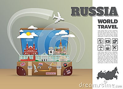 Russia Landmark Global Travel And Journey Infographic luggage.3D Design Vector Template.vector/illustration. can be used for your Vector Illustration