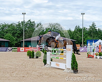 Russia, Leningrad region, Enkolovo village - JULY 7, 2019:INTERNATIONAL COMPETITIONS CSI ** - WORLD CUP, World Cup stage Editorial Stock Photo
