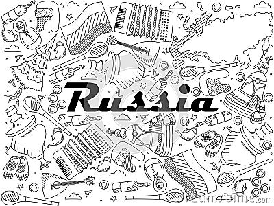 Russia line art design vector illustration Vector Illustration