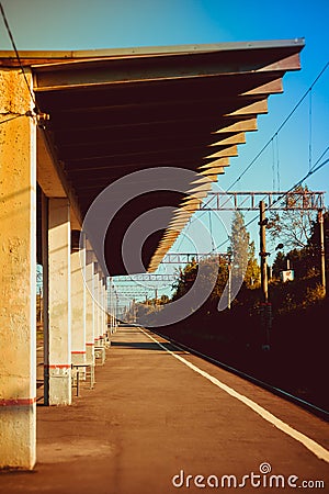 The railway in the village Tolmachevo Stock Photo