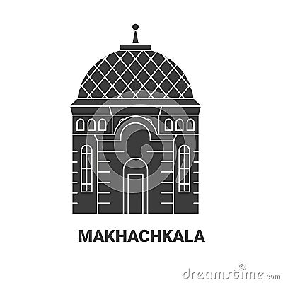 Russia, Makhachkala travel landmark vector illustration Vector Illustration