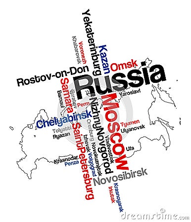 Russia map and cities Vector Illustration