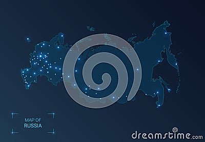 Russia map with cities. Vector Illustration