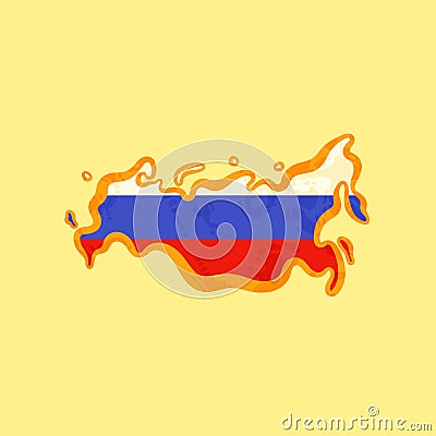Russia - Map colored with Russian flag Vector Illustration