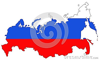 Russia map and flag - largest country in the world in Eurasia Vector Illustration