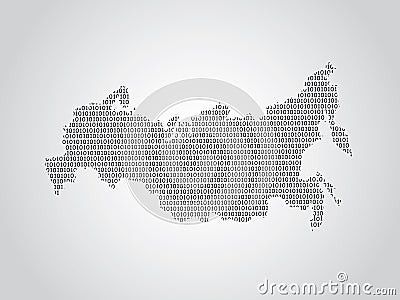 Russia map vector illustration using binary numbers or signs to represent digital country Vector Illustration