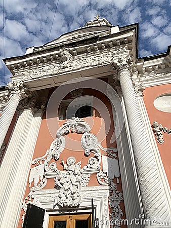 Russia, Moscow, Church of Archangel Gabriel, Menshikov tower. Early 18th century.Decorative elements Stock Photo