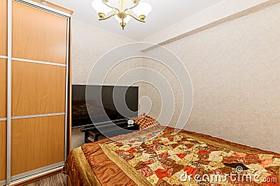 Russia, Moscow- December 05, 2019: interior room apartment modern bright cozy atmosphere. general cleaning, home decoration, Editorial Stock Photo