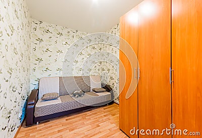 Russia, Moscow- July 25, 2019: interior room apartment. standard repair decoration in hostel Editorial Stock Photo