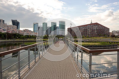 Russia, Moscow - Khodynka field, Park and residential area. Summer in the city. Editorial Stock Photo